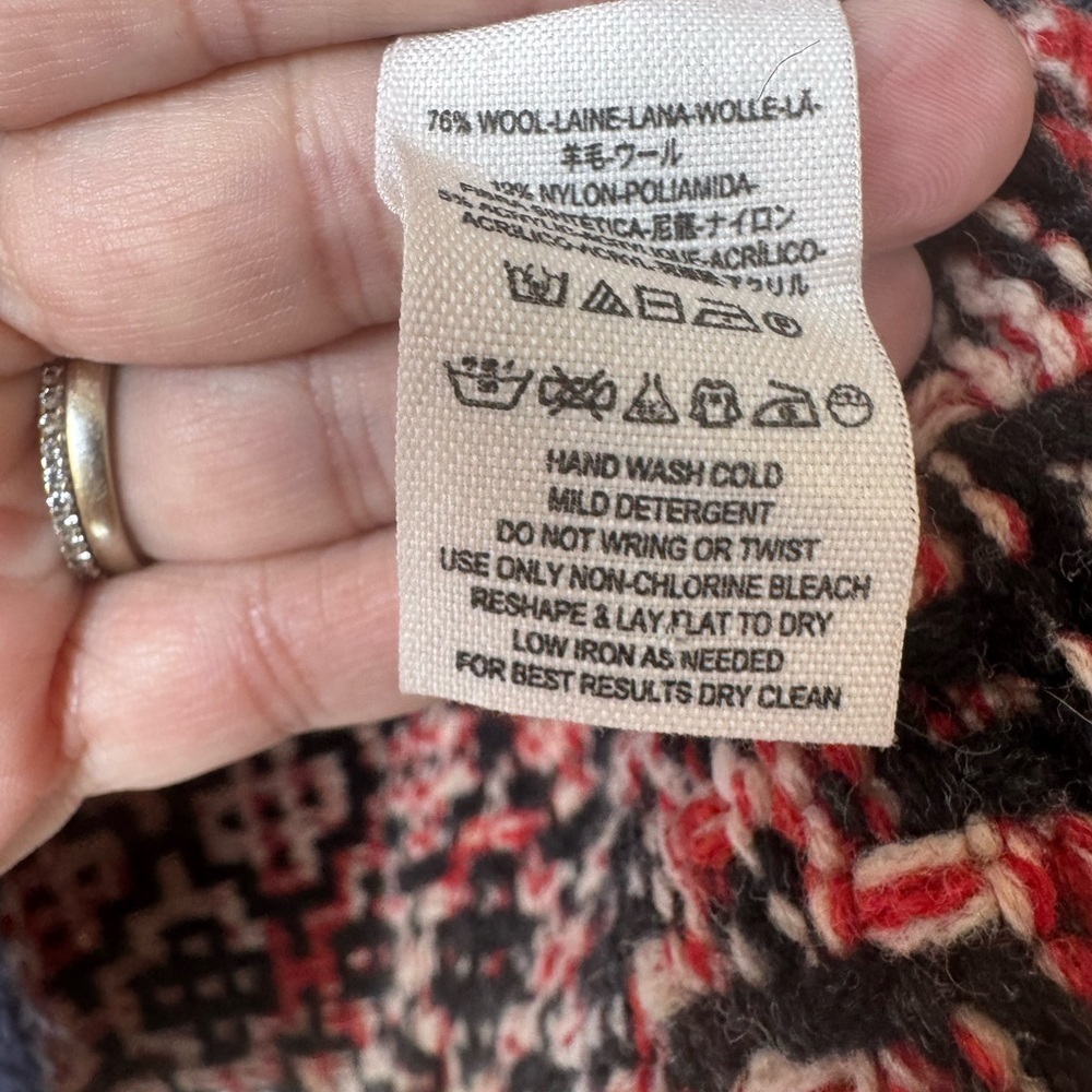Free People Mixed Knit Wool Blend Cropped SweaterSz Small Open Back Snap Front - Picture 10 of 14